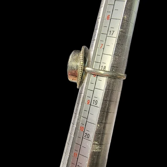 Vintage Handmade Light Blue Faceted Glass Crystal And Sterling Silver Ring - Picture 8 of 12